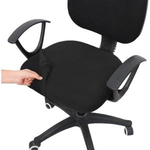 imageSmiry Printed Office Computer Chair Seat Covers Stretch Fit Universal Desk Rotating Chair Cover Washable Removable Seat Cushion Protectors  BeigeBlack