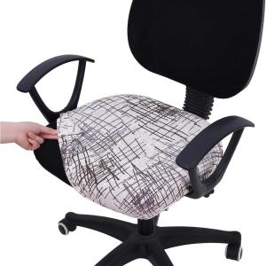 imageSmiry Printed Office Computer Chair Seat Covers Stretch Fit Universal Desk Rotating Chair Cover Washable Removable Seat Cushion Protectors  BeigeBrown and White