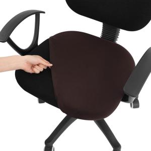 imageSmiry Printed Office Computer Chair Seat Covers Stretch Fit Universal Desk Rotating Chair Cover Washable Removable Seat Cushion Protectors  BeigeChocolate