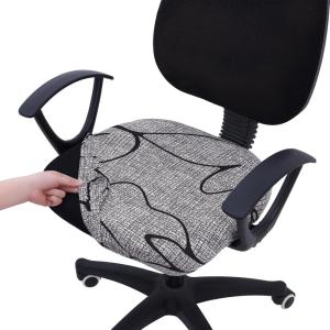 imageSmiry Printed Office Computer Chair Seat Covers Stretch Fit Universal Desk Rotating Chair Cover Washable Removable Seat Cushion Protectors  BeigeGrey and Black
