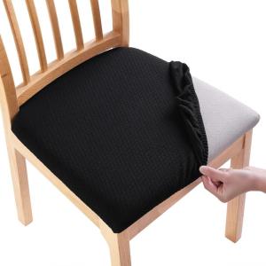 imageSmiry Seat Covers for Dining Room Chairs Set of 2 Stretch Jacquard Dining Chair Covers Removable Washable Slipcovers Protector BeigeBlack