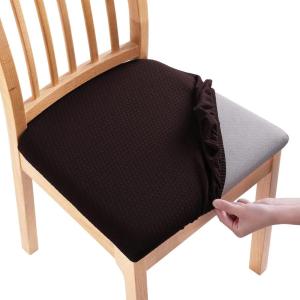 imageSmiry Seat Covers for Dining Room Chairs Set of 2 Stretch Jacquard Dining Chair Covers Removable Washable Slipcovers Protector BeigeChocolate
