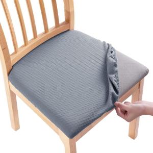 imageSmiry Seat Covers for Dining Room Chairs Set of 2 Stretch Jacquard Dining Chair Covers Removable Washable Slipcovers Protector BeigeGrey