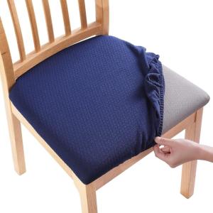 imageSmiry Seat Covers for Dining Room Chairs Set of 2 Stretch Jacquard Dining Chair Covers Removable Washable Slipcovers Protector GreyNavy Blue