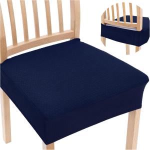imageSmiry Stretch Jacquard Seat Covers for Dining Room Chairs Set of 6 Removable Washable Chair Seat Protector Slipcovers No Rear Covers BeigeFederal Blue