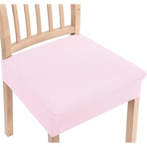 imageSmiry Stretch Jacquard Seat Covers for Dining Room Chairs Set of 6 Removable Washable Chair Seat Protector Slipcovers No Rear Covers BeigePink