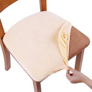 imageSmiry Velvet Seat Covers for Dining Room Chair Set of 2 Stretch Fit Removable Washable Chair Seat Cushion Protector Slipcovers with Ties Light GreyCream