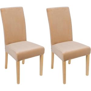 imageSmiry Velvet Stretch Chair Covers for Dining Room Set of 2 Soft Fit Removable Washable Kitchen Parsons Chair Slipcover Protector BeigeBeige