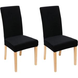imageSmiry Velvet Stretch Chair Covers for Dining Room Set of 2 Soft Fit Removable Washable Kitchen Parsons Chair Slipcover Protector BeigeBlack