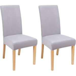 imageSmiry Velvet Stretch Chair Covers for Dining Room Set of 2 Soft Fit Removable Washable Kitchen Parsons Chair Slipcover Protector BeigeLight Grey