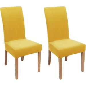 imageSmiry Velvet Stretch Chair Covers for Dining Room Set of 2 Soft Fit Removable Washable Kitchen Parsons Chair Slipcover Protector BeigeMustard Yellow