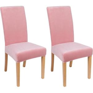 imageSmiry Velvet Stretch Chair Covers for Dining Room Set of 2 Soft Fit Removable Washable Kitchen Parsons Chair Slipcover Protector BeigePink