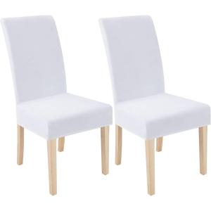 imageSmiry Velvet Stretch Chair Covers for Dining Room Set of 2 Soft Fit Removable Washable Kitchen Parsons Chair Slipcover Protector BeigeRaw White