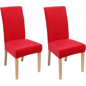 imageSmiry Velvet Stretch Chair Covers for Dining Room Set of 2 Soft Fit Removable Washable Kitchen Parsons Chair Slipcover Protector BeigeRed