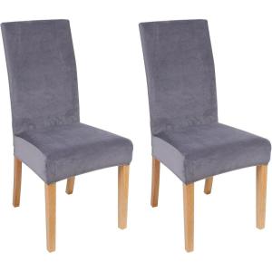 imageSmiry Velvet Stretch Chair Covers for Dining Room Set of 2 Soft Fit Removable Washable Kitchen Parsons Chair Slipcover Protector BeigeSilver Grey