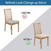 imageSmiry Seat Covers for Dining Room Chairs Set of 4 Stretch Jacquard Dining Chair Covers Removable Washable Slipcovers Protector BeigeBeige
