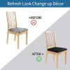 imageSmiry Seat Covers for Dining Room Chairs Set of 4 Stretch Jacquard Dining Chair Covers Removable Washable Slipcovers Protector BeigeBlack