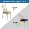 imageSmiry Seat Covers for Dining Room Chairs Set of 4 Stretch Jacquard Dining Chair Covers Removable Washable Slipcovers Protector BeigeNavy Blue