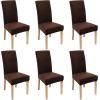 imageSmiry Velvet Stretch Chair Covers for Dining Room Set of 6 Soft Fit Removable Washable Kitchen Parsons Chair Slipcover Protector BeigeCoffee