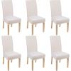 imageSmiry Velvet Stretch Chair Covers for Dining Room Set of 6 Soft Fit Removable Washable Kitchen Parsons Chair Slipcover Protector BeigeCream