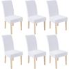 imageSmiry Velvet Stretch Chair Covers for Dining Room Set of 6 Soft Fit Removable Washable Kitchen Parsons Chair Slipcover Protector BeigeRaw White