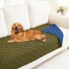 imageSmiry Waterproof Dog Blanket 30x53 Inch Soft Pet Bed Cover Reversible Washable Sofa Couch Furniture Protector for Small Medium Large Dog Puppy Cat GreyDark GreyGreenNavy