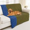imageSmiry Waterproof Dog Blanket 30x53 Inch Soft Pet Bed Cover Reversible Washable Sofa Couch Furniture Protector for Small Medium Large Dog Puppy Cat GreyDark GreyGreenNavy