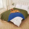 imageSmiry Waterproof Dog Blanket 30x53 Inch Soft Pet Bed Cover Reversible Washable Sofa Couch Furniture Protector for Small Medium Large Dog Puppy Cat GreyDark GreyGreenNavy