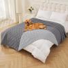 imageSmiry Waterproof Dog Blanket 30x53 Inch Soft Pet Bed Cover Reversible Washable Sofa Couch Furniture Protector for Small Medium Large Dog Puppy Cat GreyDark GreyGreyLight Grey
