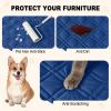 imageSmiry Waterproof Dog Blanket 30x53 Inch Soft Pet Bed Cover Reversible Washable Sofa Couch Furniture Protector for Small Medium Large Dog Puppy Cat GreyDark GreyNavyBlue