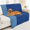 imageSmiry Waterproof Dog Blanket 30x53 Inch Soft Pet Bed Cover Reversible Washable Sofa Couch Furniture Protector for Small Medium Large Dog Puppy Cat GreyDark GreyNavyBlue