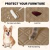 imageSmiry Waterproof Dog Blanket 30x53 Inch Soft Pet Bed Cover Reversible Washable Sofa Couch Furniture Protector for Small Medium Large Dog Puppy Cat GreyDark GreyCamelBeige