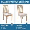imageSmiry Waterproof Seat Covers for Dining Room Chairs Set of 4 Stretch Jacquard Removable Washable Chair Seat Slipcovers Protector No Rear Covers BeigeBeige