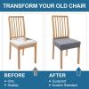 imageSmiry Waterproof Seat Covers for Dining Room Chairs Set of 4 Stretch Jacquard Removable Washable Chair Seat Slipcovers Protector No Rear Covers BeigeGrey