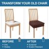 imageSmiry Waterproof Seat Covers for Dining Room Chairs Set of 4 Stretch Jacquard Removable Washable Chair Seat Slipcovers Protector No Rear Covers BeigeLight Chocolate