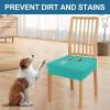 imageSmiry Waterproof Seat Covers for Dining Room Chairs Set of 4 Stretch Jacquard Removable Washable Chair Seat Slipcovers Protector No Rear Covers BeigeTeal