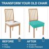 imageSmiry Waterproof Seat Covers for Dining Room Chairs Set of 4 Stretch Jacquard Removable Washable Chair Seat Slipcovers Protector No Rear Covers BeigeTeal