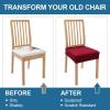 imageSmiry Waterproof Seat Covers for Dining Room Chairs Set of 4 Stretch Jacquard Removable Washable Chair Seat Slipcovers Protector No Rear Covers BeigeWine Red