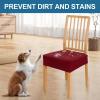 imageSmiry Waterproof Seat Covers for Dining Room Chairs Set of 4 Stretch Jacquard Removable Washable Chair Seat Slipcovers Protector No Rear Covers BeigeWine Red