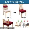 imageSmiry Waterproof Seat Covers for Dining Room Chairs Set of 4 Stretch Jacquard Removable Washable Chair Seat Slipcovers Protector No Rear Covers BeigeWine Red