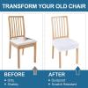 imageSmiry Waterproof Seat Covers for Dining Room Chairs Set of 4 Stretch Jacquard Removable Washable Chair Seat Slipcovers Protector No Rear Covers BeigeWhite