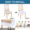 imageSmiry Waterproof Seat Covers for Dining Room Chairs Set of 4 Stretch Jacquard Removable Washable Chair Seat Slipcovers Protector No Rear Covers BeigeWhite