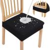 imageSmiry Waterproof Seat Covers for Dining Room Chairs Set of 4 Stretch Jacquard Removable Washable Chair Seat Slipcovers Protector No Rear Covers BeigeBlack