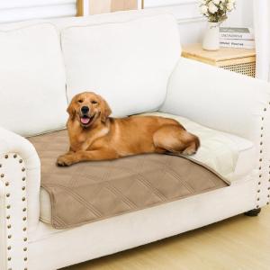 imageSmiry Waterproof Dog Bed Cover Blanket 40x50 Soft Reversible Pet Blanket Washable Leakproof Cats Dogs Couch Cover for Sofa Couch Furniture NavyBlueCamelBeige