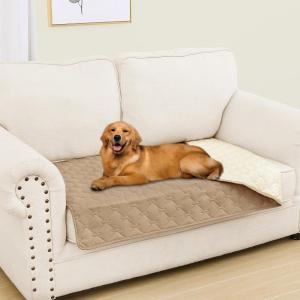 imageSmiry Waterproof Dog Bed Cover Blanket Soft Reversible Pet Blanket Washable Leakproof Cats Dogs Couch Cover for Sofa Couch Furniture 30x70 Inch TaupeBeigeCamelBeige