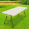 imageSmiry Rectangle Tablecloth Elastic Fitted Flannel Backed Vinyl Tablecloths for 6ft Folding Tables Waterproof Wipeable Table Covers for Indoor Outdoor Picnic and Camping White 30quotx72quotBeige