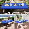 imageSmiry Rectangle Tablecloth Elastic Fitted Flannel Backed Vinyl Tablecloths for 6ft Folding Tables Waterproof Wipeable Table Covers for Indoor Outdoor Picnic and Camping White 30quotx72quotBlue