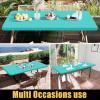 imageSmiry Rectangle Tablecloth Elastic Fitted Flannel Backed Vinyl Tablecloths for 6ft Folding Tables Waterproof Wipeable Table Covers for Indoor Outdoor Picnic and Camping White 30quotx72quotTeal
