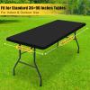 imageSmiry Rectangle Tablecloth Elastic Fitted Flannel Backed Vinyl Tablecloths for 6ft Folding Tables Waterproof Wipeable Table Covers for Indoor Outdoor Picnic and Camping White 30quotx72quotBlack