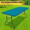 imageSmiry Rectangle Tablecloth Elastic Fitted Flannel Backed Vinyl Tablecloths for 6ft Folding Tables Waterproof Wipeable Table Covers for Indoor Outdoor Picnic and Camping White 30quotx72quotTurquoise